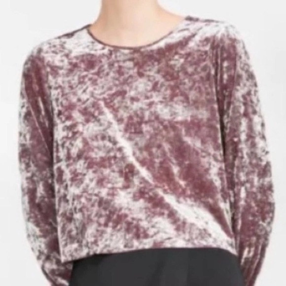 Zara W/B Collection Metallic Red Velvet Crop Top L Large - Picture 2 of 8